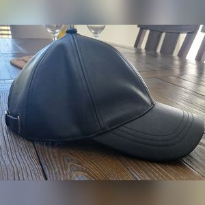 Faux-Leather Adjustable Baseball Hat